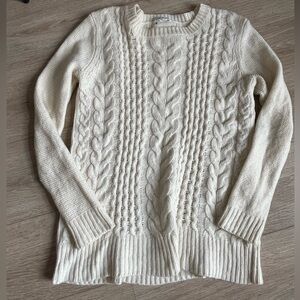 Club Monaco Cream Cable Crewneck Sweater
